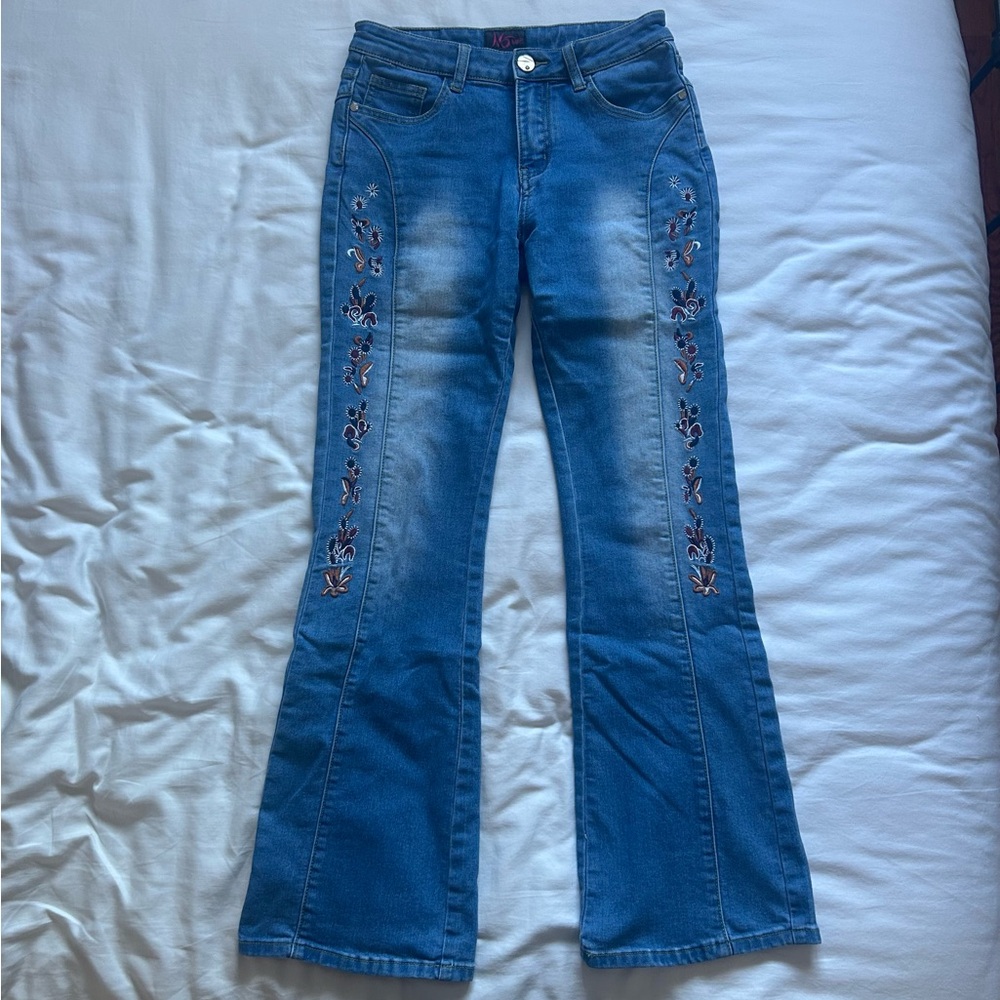 Embroidered Mid-Rise Jeans